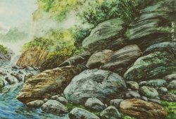 Z138 曾興平---知本溪之岩 水彩 56x78cm 2009.8
